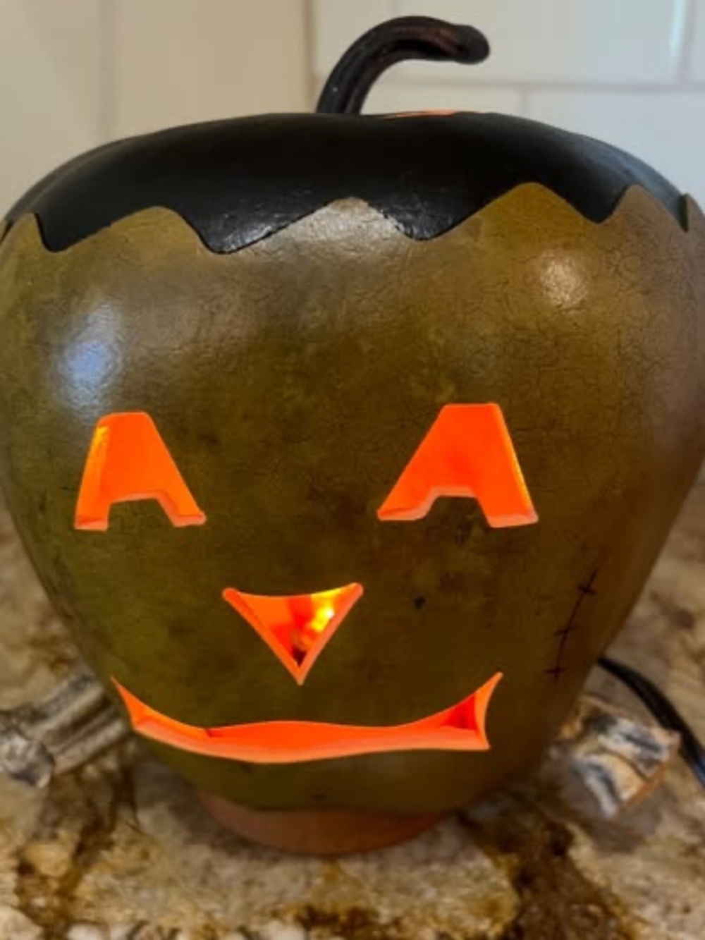 Lighted Frankenstein Gourd – Halloween Decoration by Meadowbrooke Gourds Meadowb